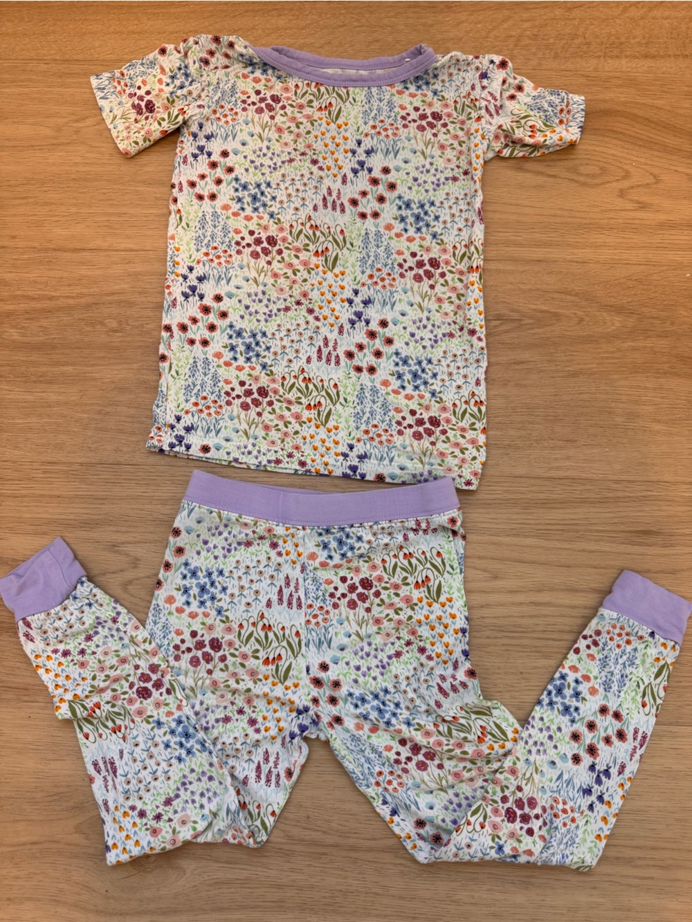 Little Sleepies Multicolor Floral Pajama Set with Lavender Trim